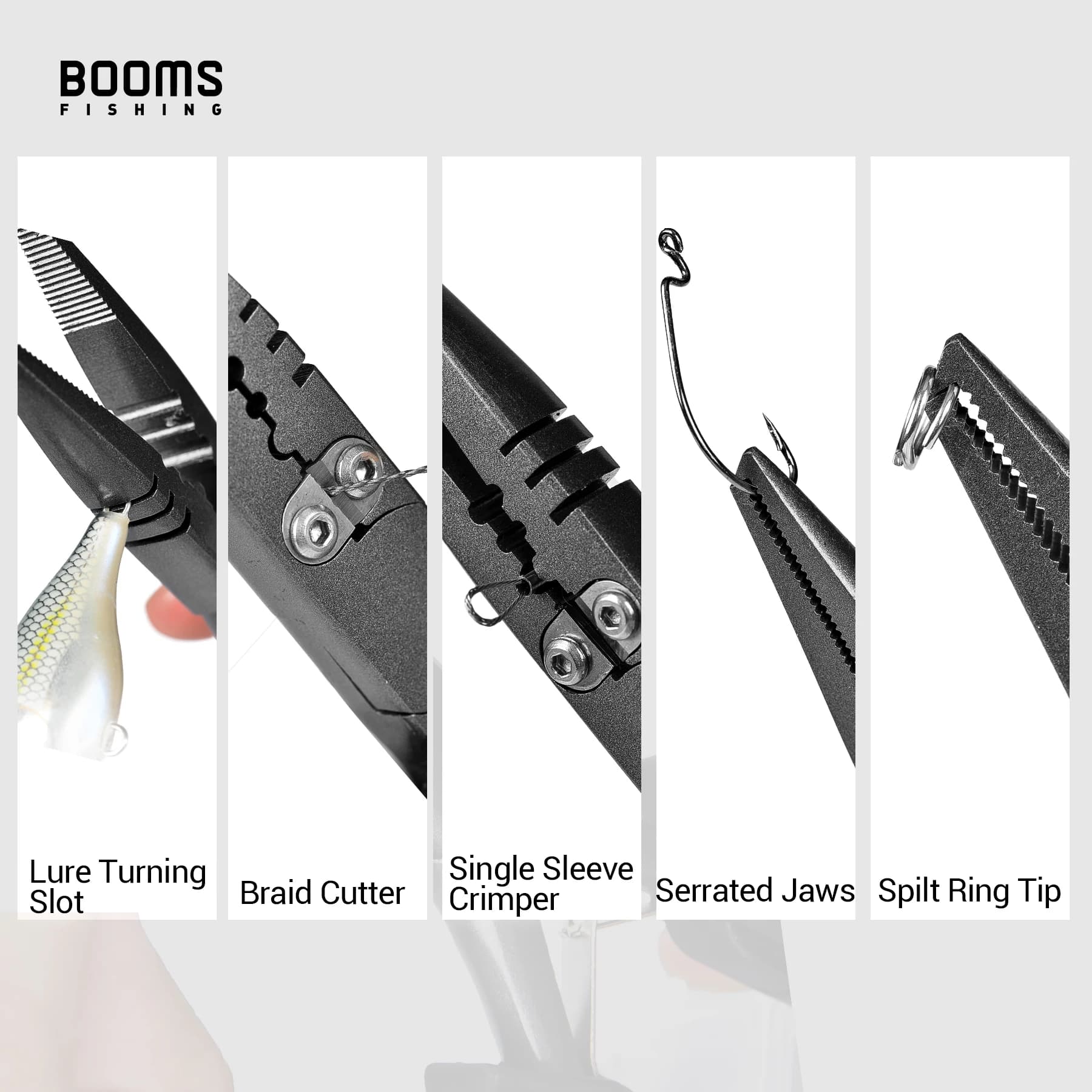 Pince F03 Booms Fishing 23cm en acier inoxydable avec bec long et coupe-fil - Outil professionnel pêcheur