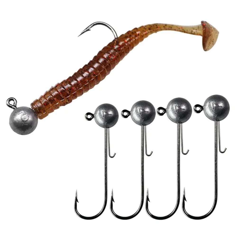 5 hameçons plombés tête ronde 14g anti-herbe pour leurres souples 5g 7g 10g - kit pêche aux leurres