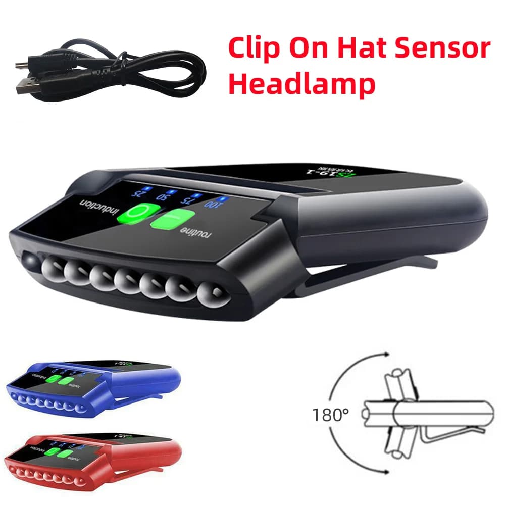 Mini lampe frontale LED à clip pour casquette rechargeable USB portable pour pêche légère et occasionnelle