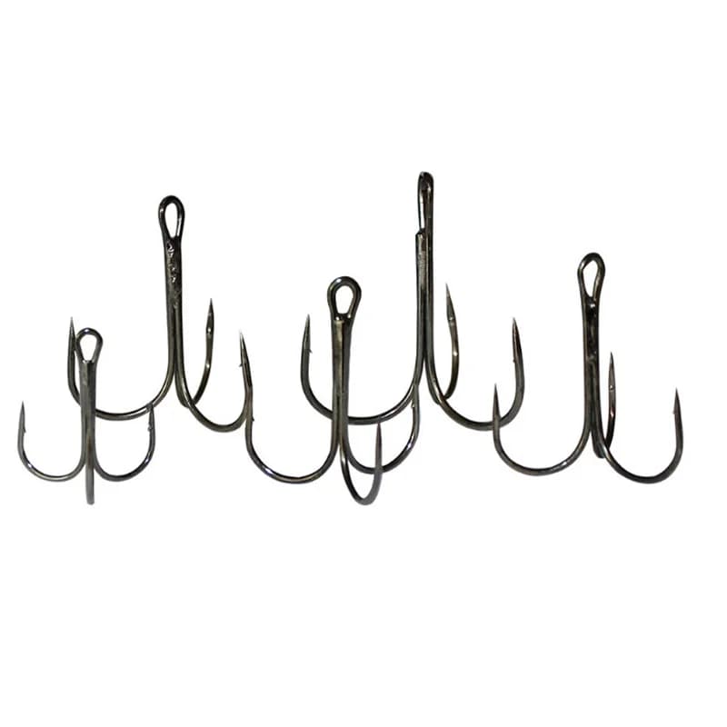 10 hameçons triples affûtés acier carbone pour leurres et appâts tailles 2 à 10 pêche