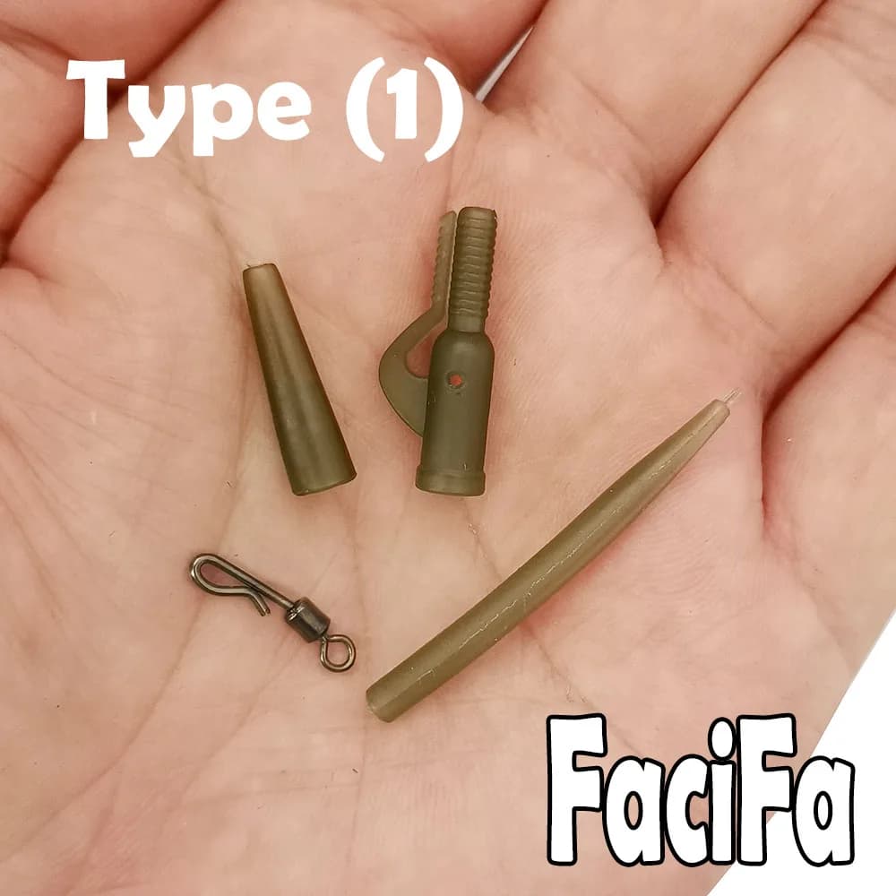 10 sets accessoires carpe avec lead clip, swivels anti-tangle et manchons caoutchouc pour montages