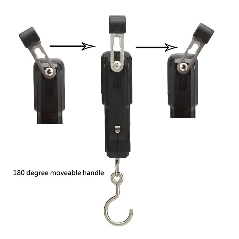 Balance numérique noire rechargeable 75Kg précision 10g avec mètre ruban pour pêche bagages crochet