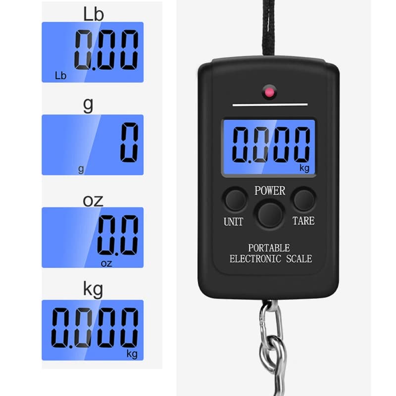 Balance de pêche portable 40Kg/10g avec rétroéclairage LCD - Pèse-bagages numérique de voyage pocket