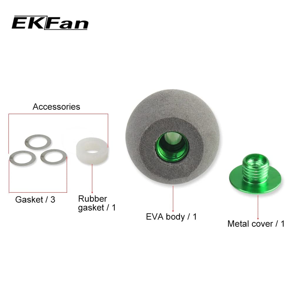 Poignée de moulinet pêche EVA grise EKFan pour roulements 7x4x2.5mm casting et spinning