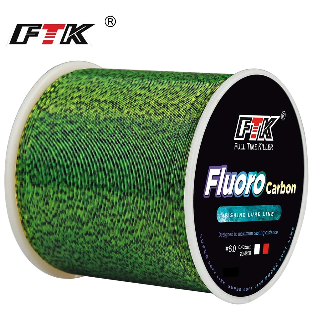 Ligne de Pêche Fluorocarbone Invisible Tachetée 0.20mm-0.50mm Haute Résistance 4.13-34.32LB pour Carnassiers