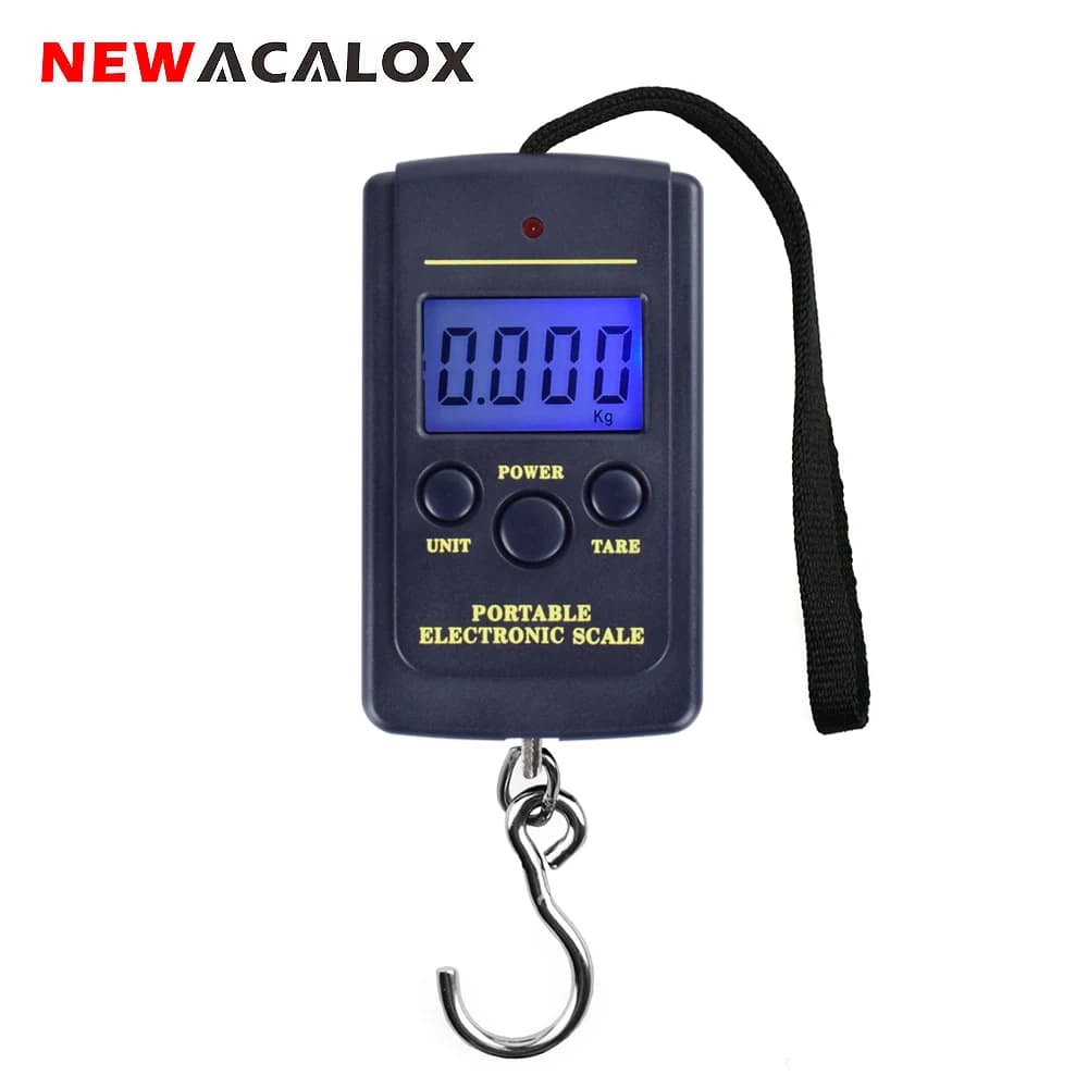 Balance digitale NEWACALOX 40kg précision 10g - Pêche, bagages, cuisine avec crochet suspendu