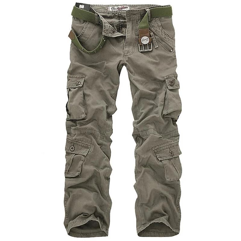 Pantalon cargo camouflage homme grande taille multi-poches loose pêche streetwear