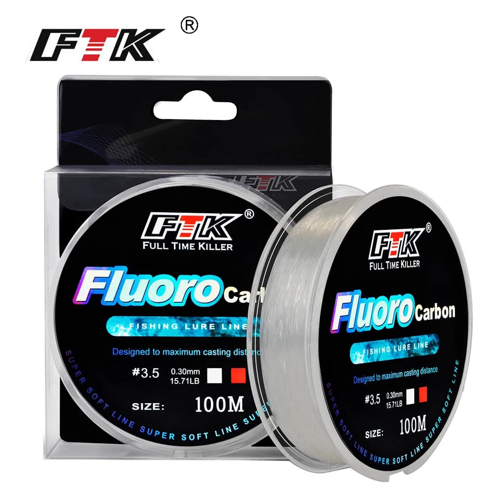 Fluorocarbone FTK 100m super souple 4.13-34.32LB pour pêche aux leurres et pêche à la mouche leader