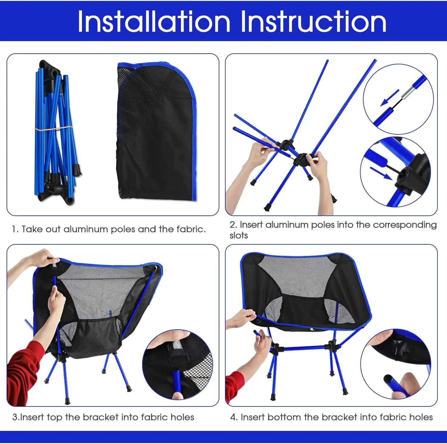 Fauteuil pliant ultra-léger démontable pour pêche nomade, camping et randonnée