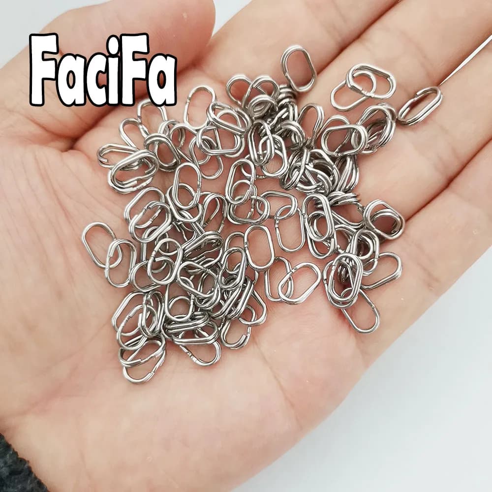 Anneaux doubles ovales acier inoxydable 50 ou 100 pièces pour montages pêche accessoires hameçons leurres