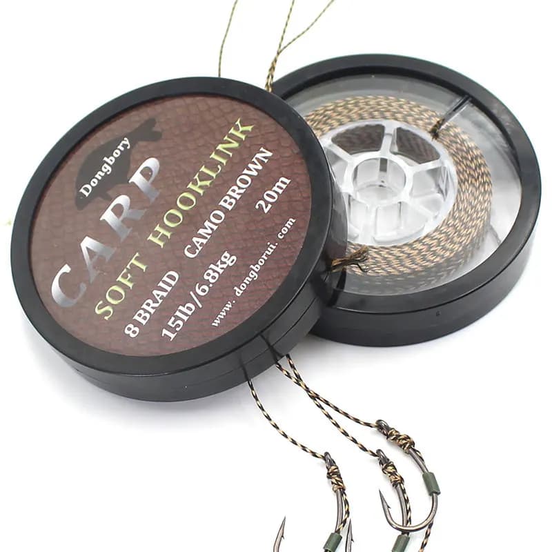 Ligne de pêche à la carpe 20m tresse 8 brins souple pour hair rig sans revêtement