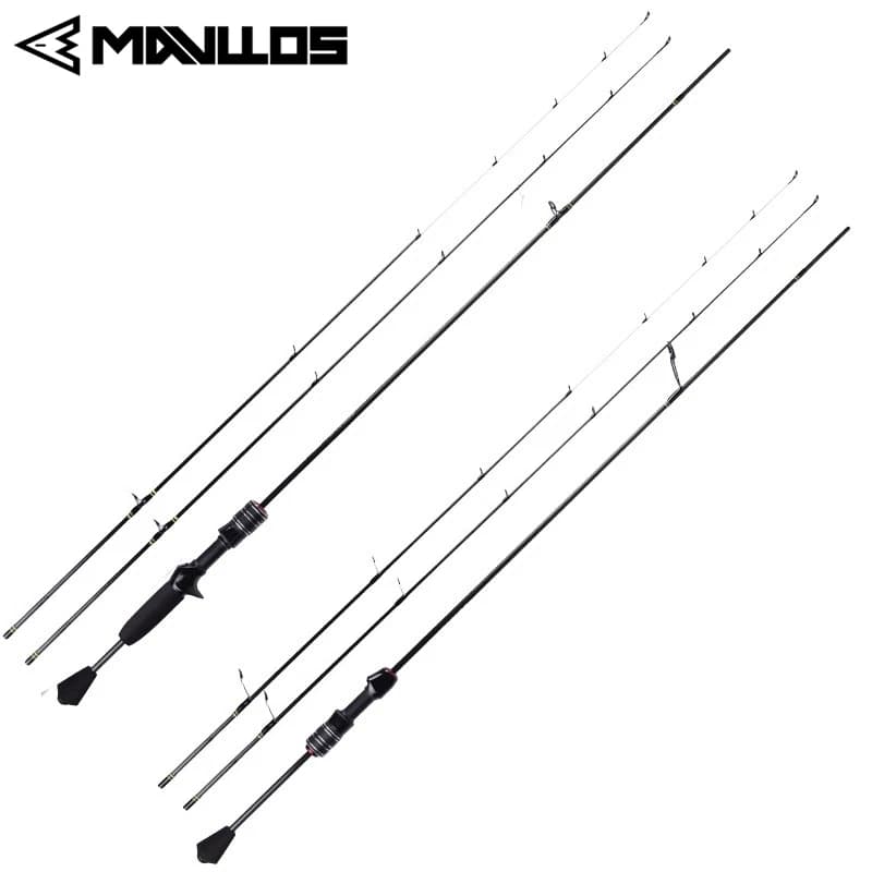 Canne ultra-légère MAVLLOS DELICACY 0.6-8g - carbone creux + 2 scions pour pêche précise aux leurres
