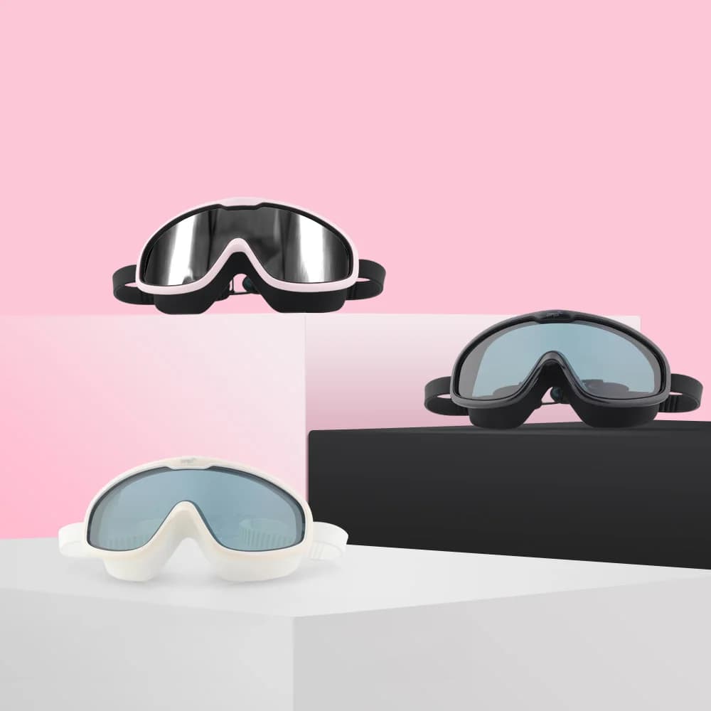 Lunettes de natation COPOZZ anti-buée UV - Lentille monobloc grand cadre silicone - Homme femme