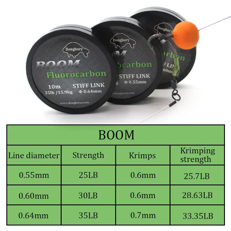 Bas de ligne fluorocarbone pour pêche à la carpe en combi rig et chod rig 15