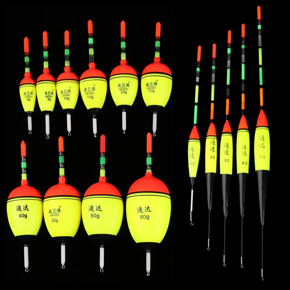Flotteur lumineux de pêche nocturne 2 styles boule et bâton Eva pour camping et extérieur