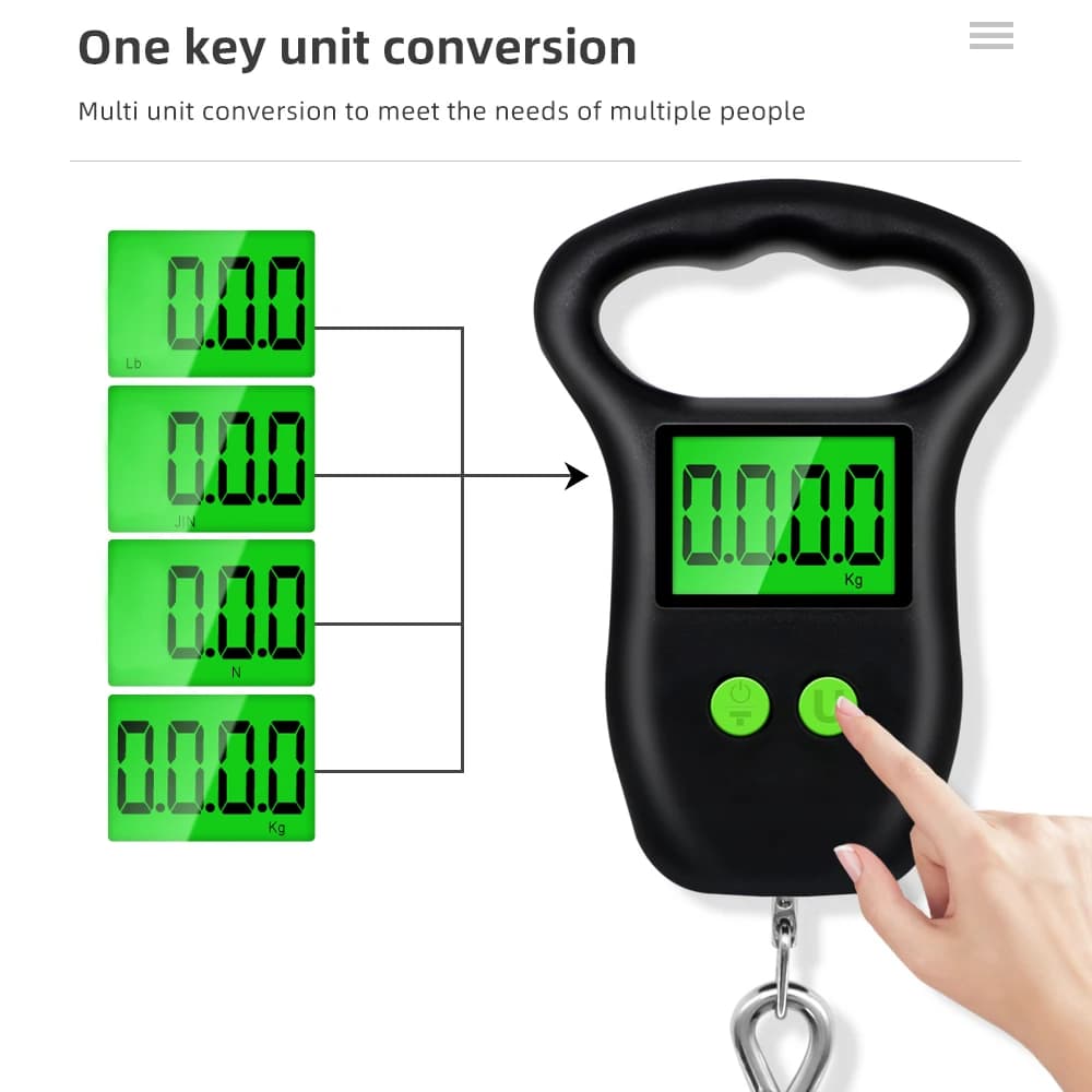 Balance numérique pêche 50kg/10g avec rétroéclairage LCD - Pèse-bagages et poissons portable