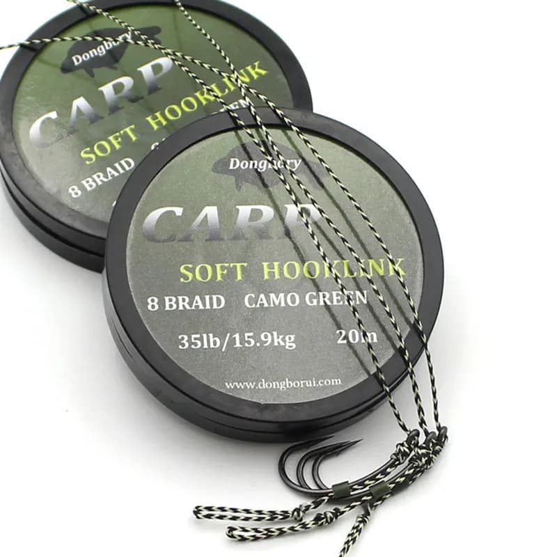 Ligne de pêche à la carpe 20m tresse 8 brins souple pour hair rig sans revêtement