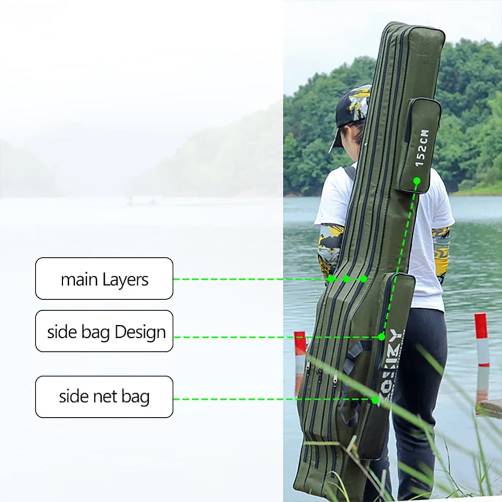 Sac de transport pliable canne à pêche 122cm 152cm 182cm - Étui rangement outils et moulinets portable
