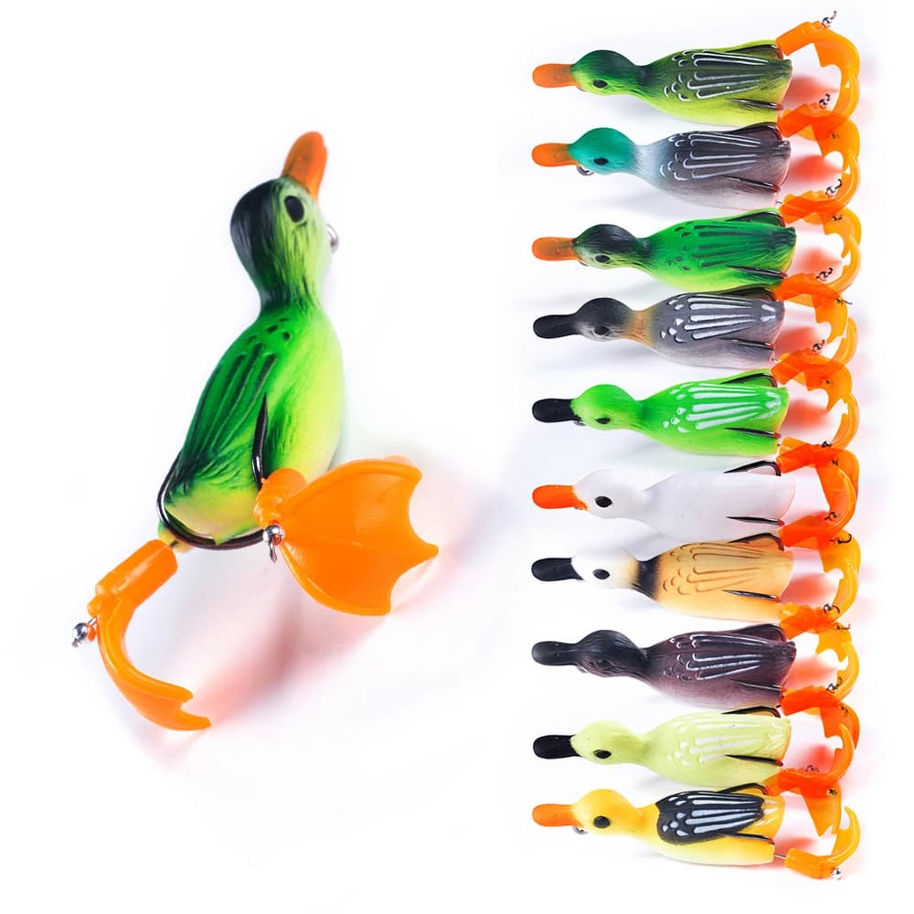Leurre canard 12g 8.5cm avec yeux 3D pour pêche brochet black bass - appât artificiel frog duckling