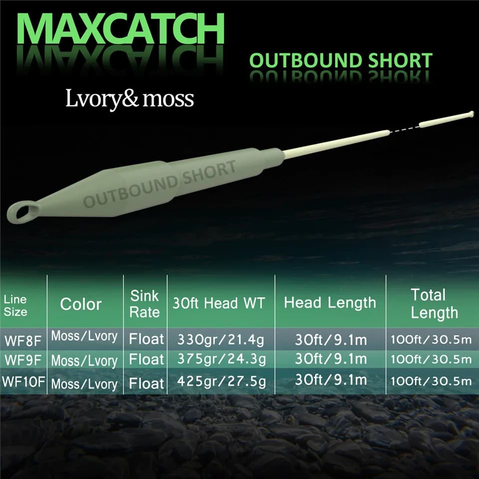 Ligne de pêche à la mouche Maximumcatch Outbound 6-10wt 100FT avec doubles boucles - Pêche mer précise