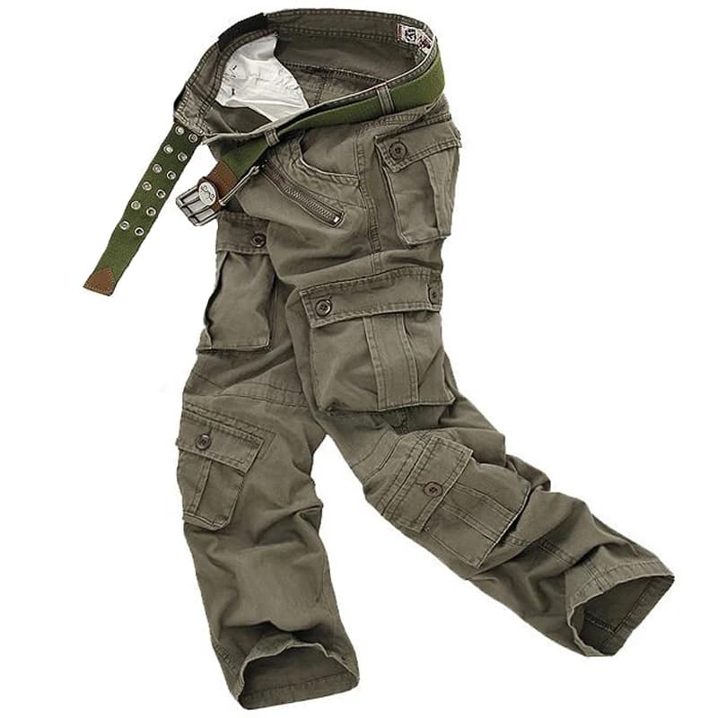 Pantalon cargo camouflage homme grande taille multi-poches loose pêche streetwear