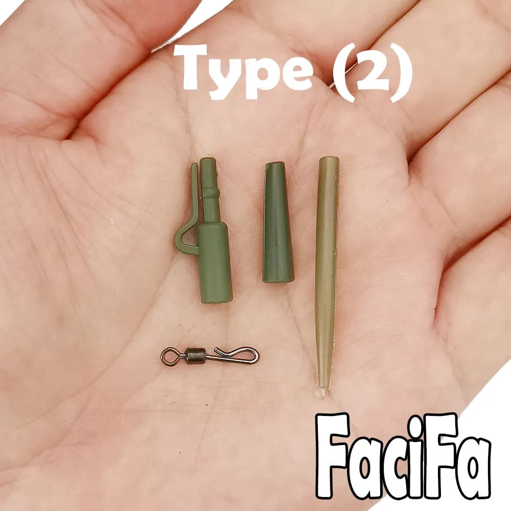 10 sets accessoires carpe avec lead clip, swivels anti-tangle et manchons caoutchouc pour montages
