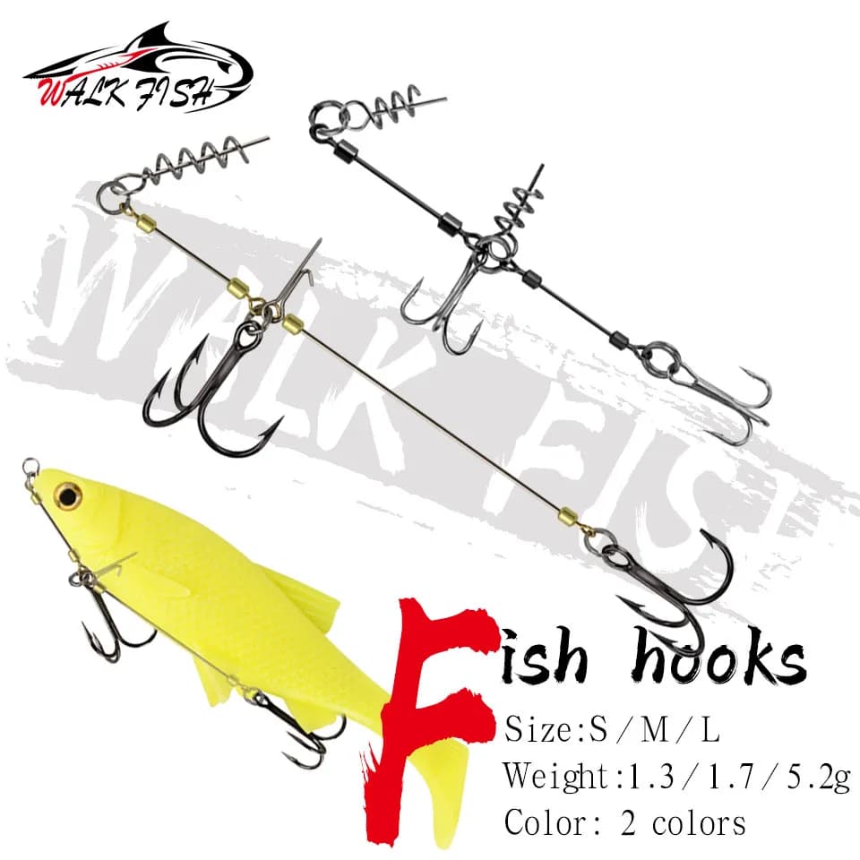 Hameçon triple Stinger WALK FISH pour gros shad - Connecteur à vis pour pêche du brochet et perche