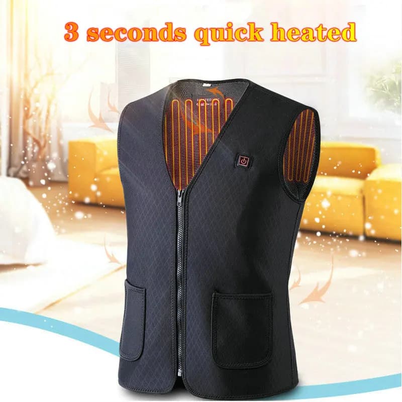 Gilet chauffant USB infrarouge 5 zones - Veste thermique homme femme pour pêche ski randonnée hiver