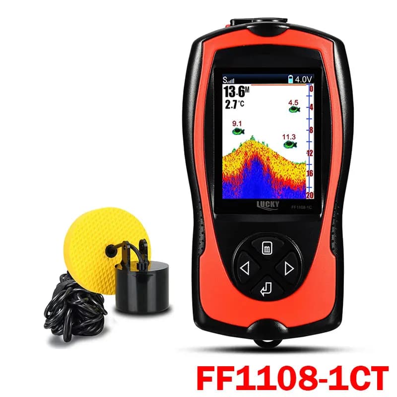 Détecteur poissons rechargeable Lucky FF1108 filaire/sans fil 45m profondeur écran couleur