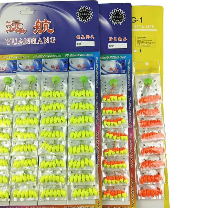 120 perles flottantes ovales miniatures pour montage lignes carpe - billes flottantes rouges/jaunes