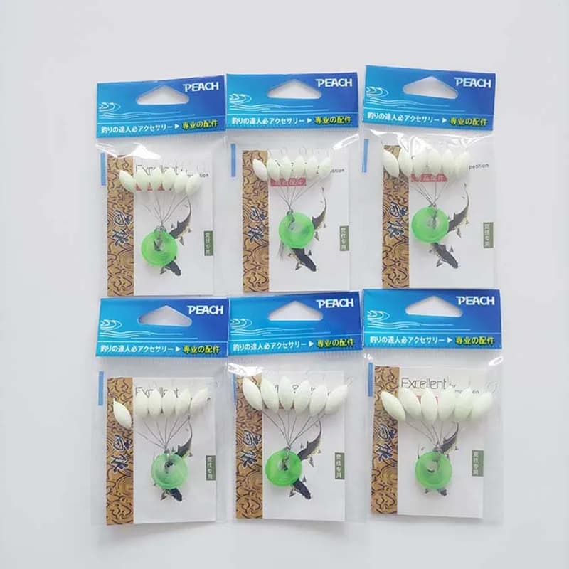 Lot de 5 flotteurs luminescents ovales 7 étoiles 11-15mm pour carpe, accessoire pêche