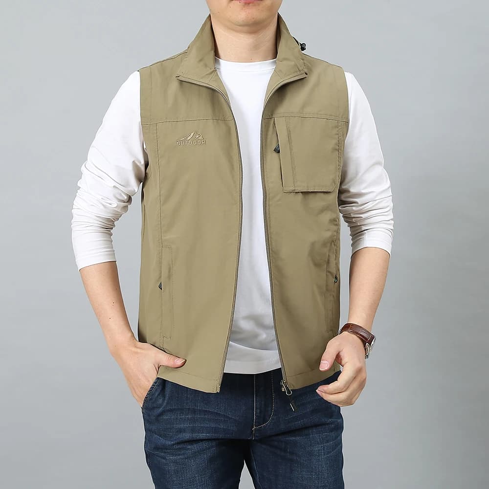 Veste de pêche sans manches multi-poches 7XL avec casquette, pour homme grande taille été et voyage photo