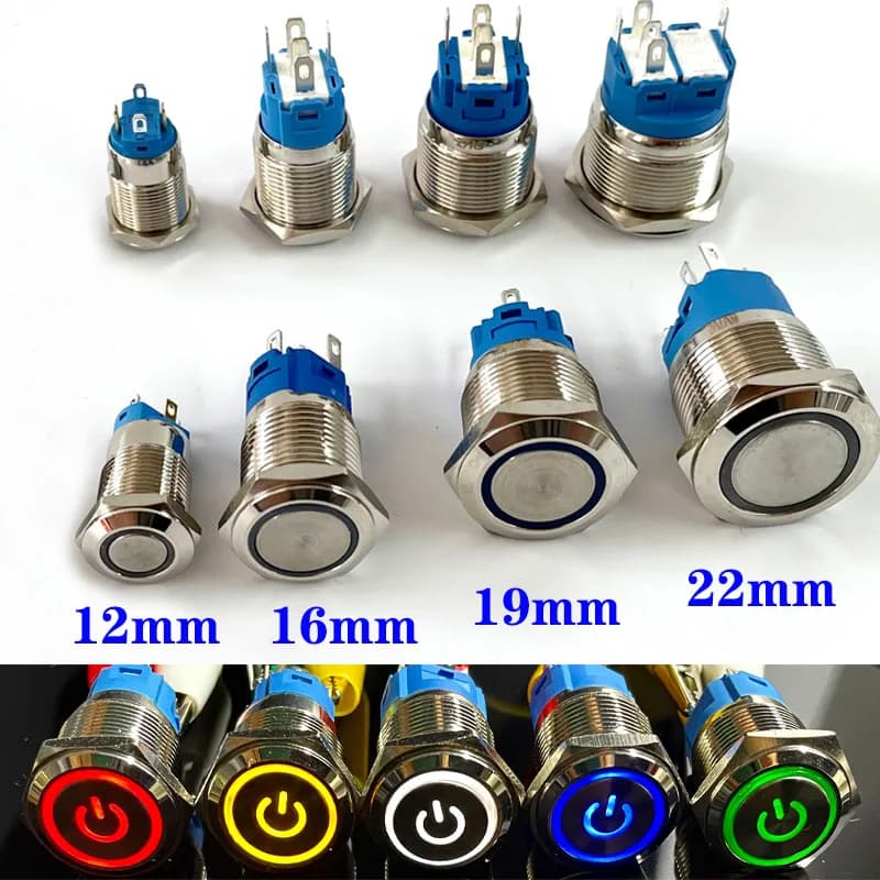 Interrupteur bouton poussoir métallique étanche LED - 5V à 220V pour voiture et moteur