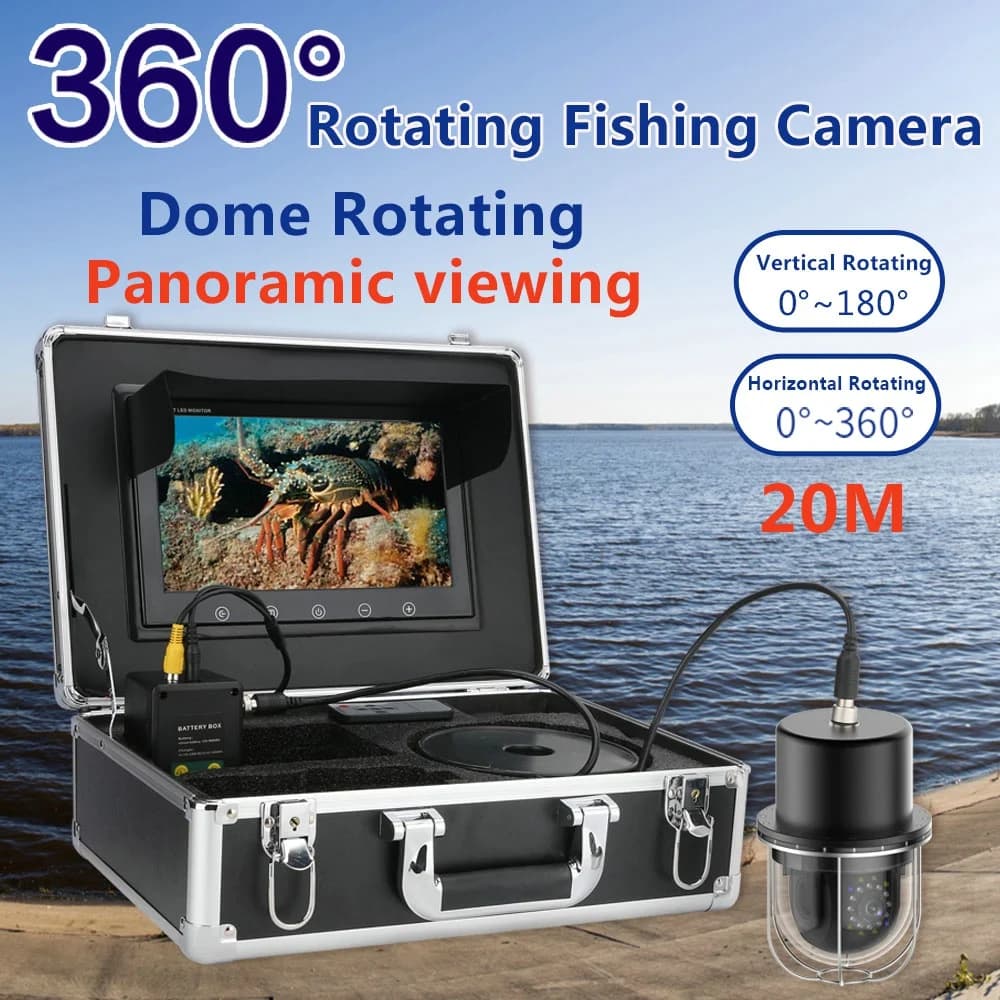 Caméra sondeur poissons 10 pouces rotative 360° IP68 étanche avec dôme panoramique pour observation sous-marine