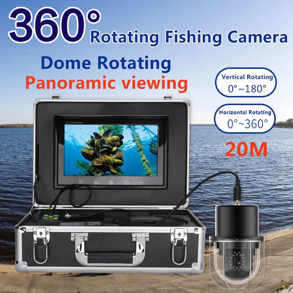 Caméra vidéo sous-marine 9 pouces rotative 360° IP68 avec 20 LEDs pour pêche profonde 100M