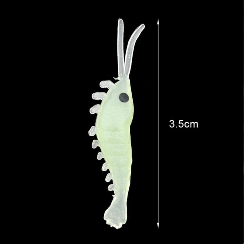 Leurre souple 50 vers luisants appâts crevettes lumineux 3,5cm pour pêche du bass et crappie