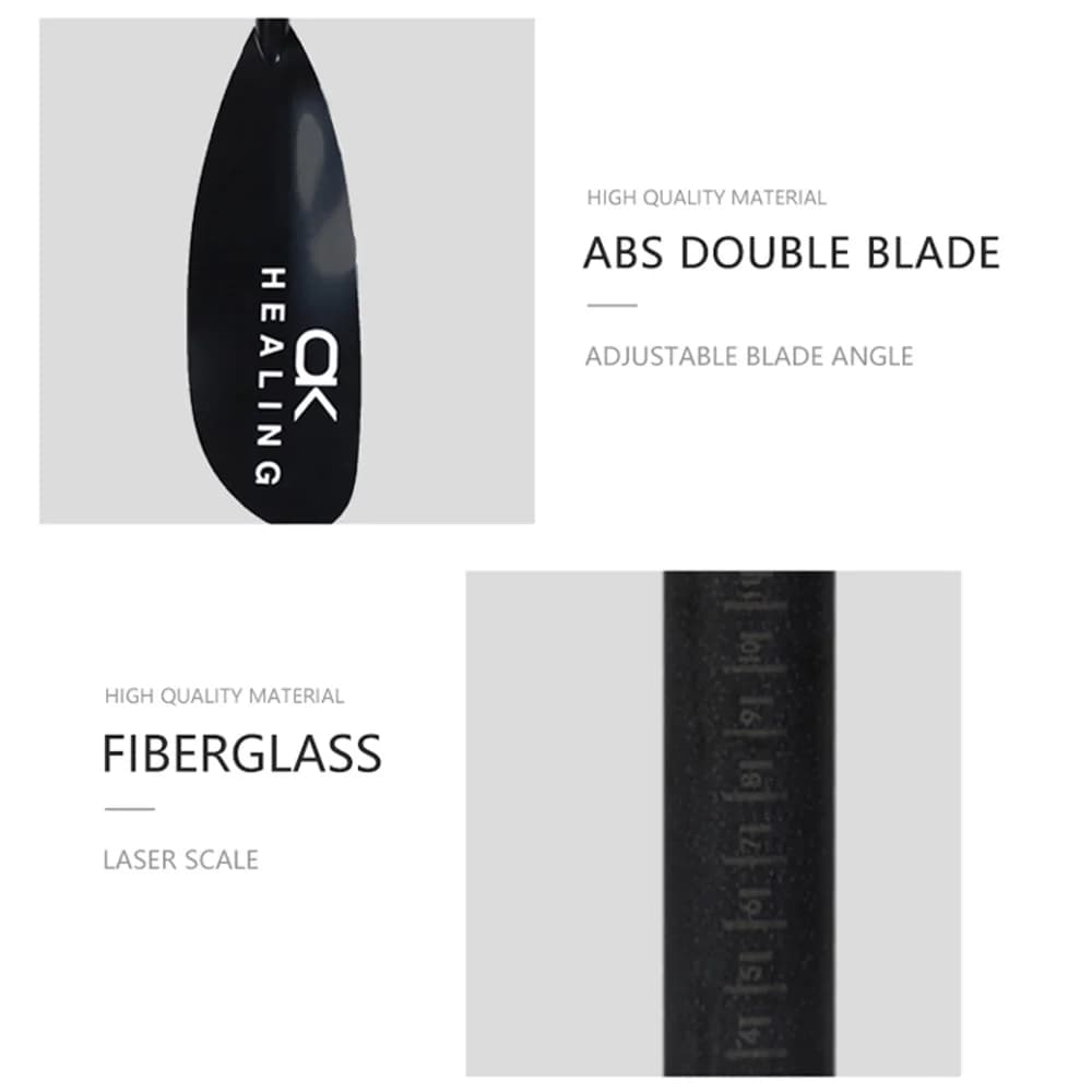 Pagaie kayak 2 sections en fibre de carbone et fibre de verre, double pales pour kayak de pêche