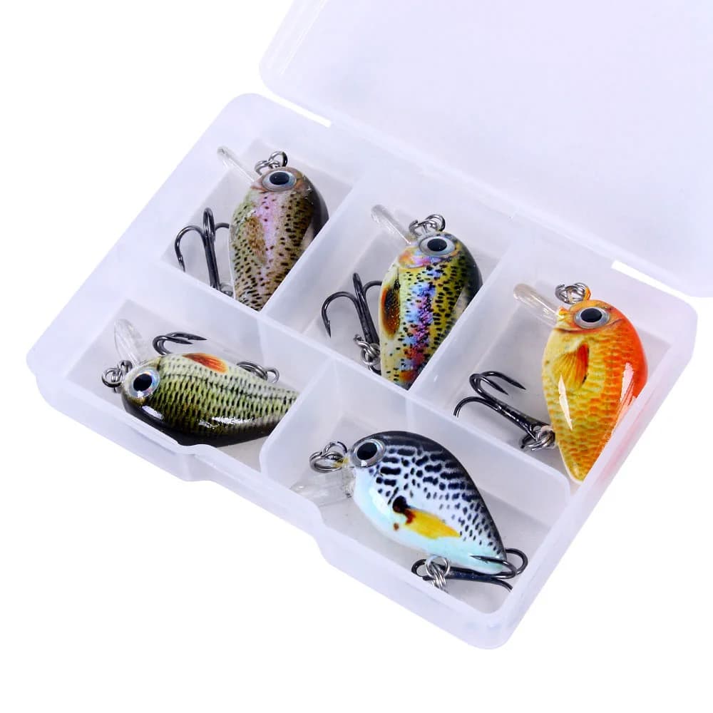 Kit 5 leurres crankbait mini 3cm 1.5g-2g pour truite et perche pêche artificielle