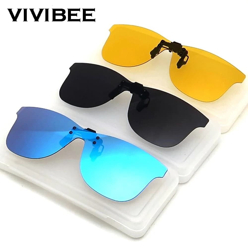 Lunettes de conduite nuit polarisées VIVIBEE clip jaune UV400 pour pêche et conduite nocturne