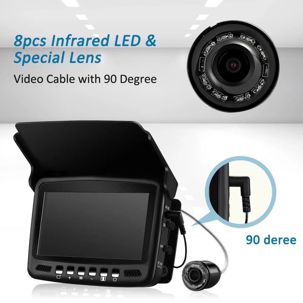 Caméra de pêche sous glace Eyoyo EF43A 4.3 pouces avec enregistreur DVR et 8 LEDs infrarouges