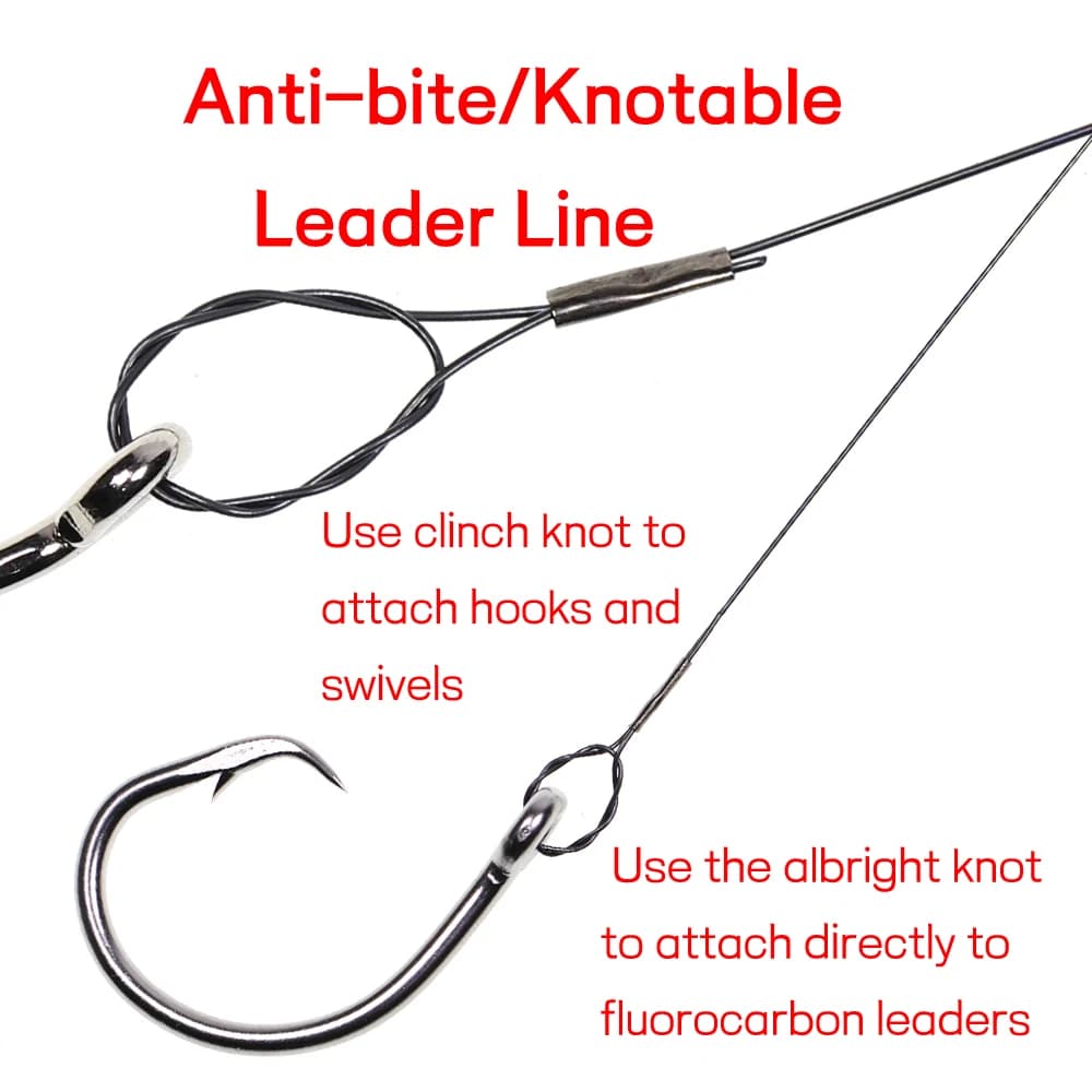 Bas de ligne nickel titane 15ft/4.6m anti-vrillage pour pêche en mer brochet thon wahoo 6LB-124LB