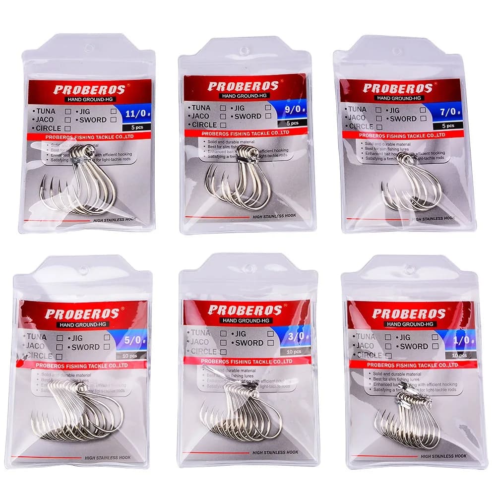 20 hameçons simples de rechange pour leurres de pêche en mer, acier haute teneur en carbone,