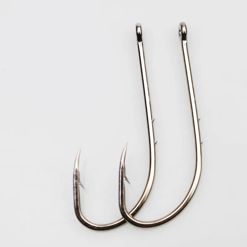 50 hameçons longue tige acier carbone 1 à 12, ardillon offset pour appâts naturels, boîte de pêche