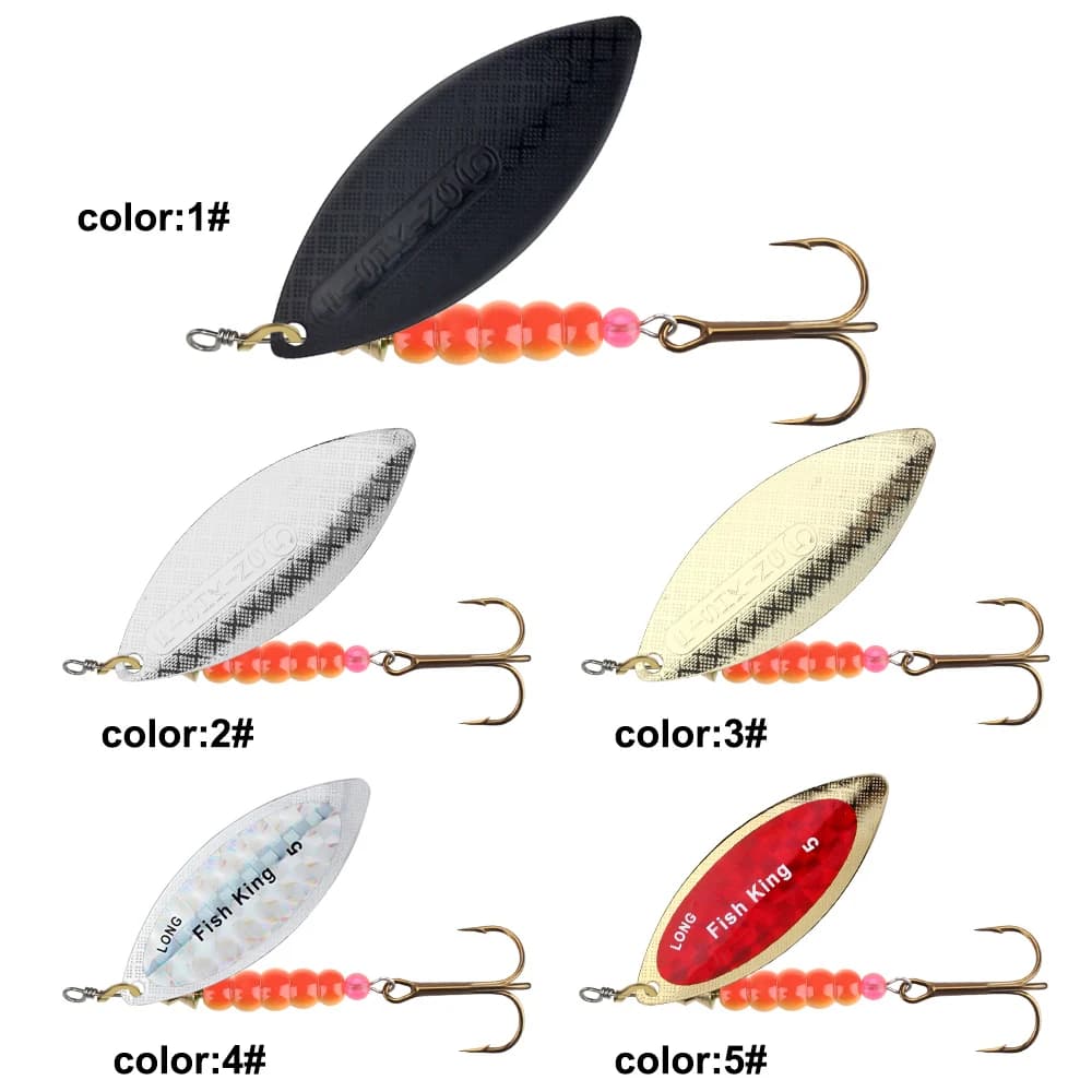 Leurre cuillère métal Fish King pour brochet et perche, leurre spinner avec hameçons - 4.5g à 27.1g
