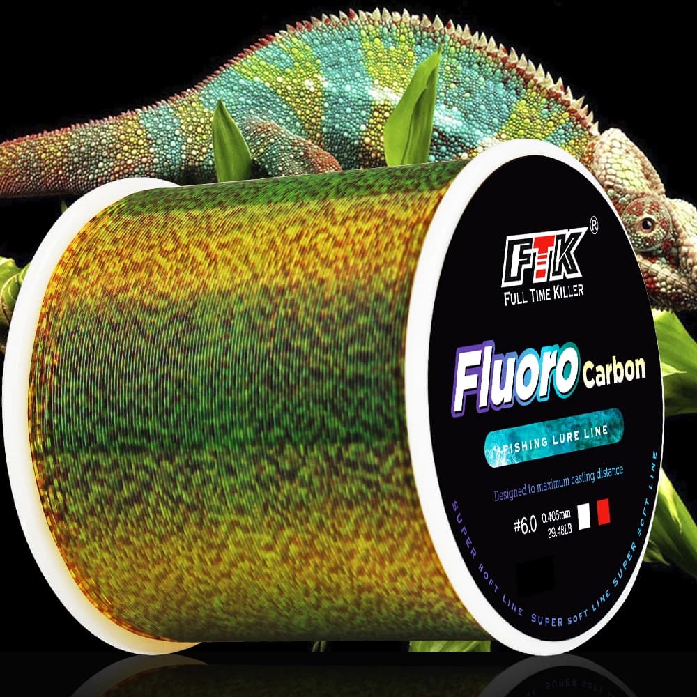 Ligne de Pêche Fluorocarbone Invisible Tachetée 0.20mm-0.50mm Haute Résistance 4.13-34.32LB pour Carnassiers