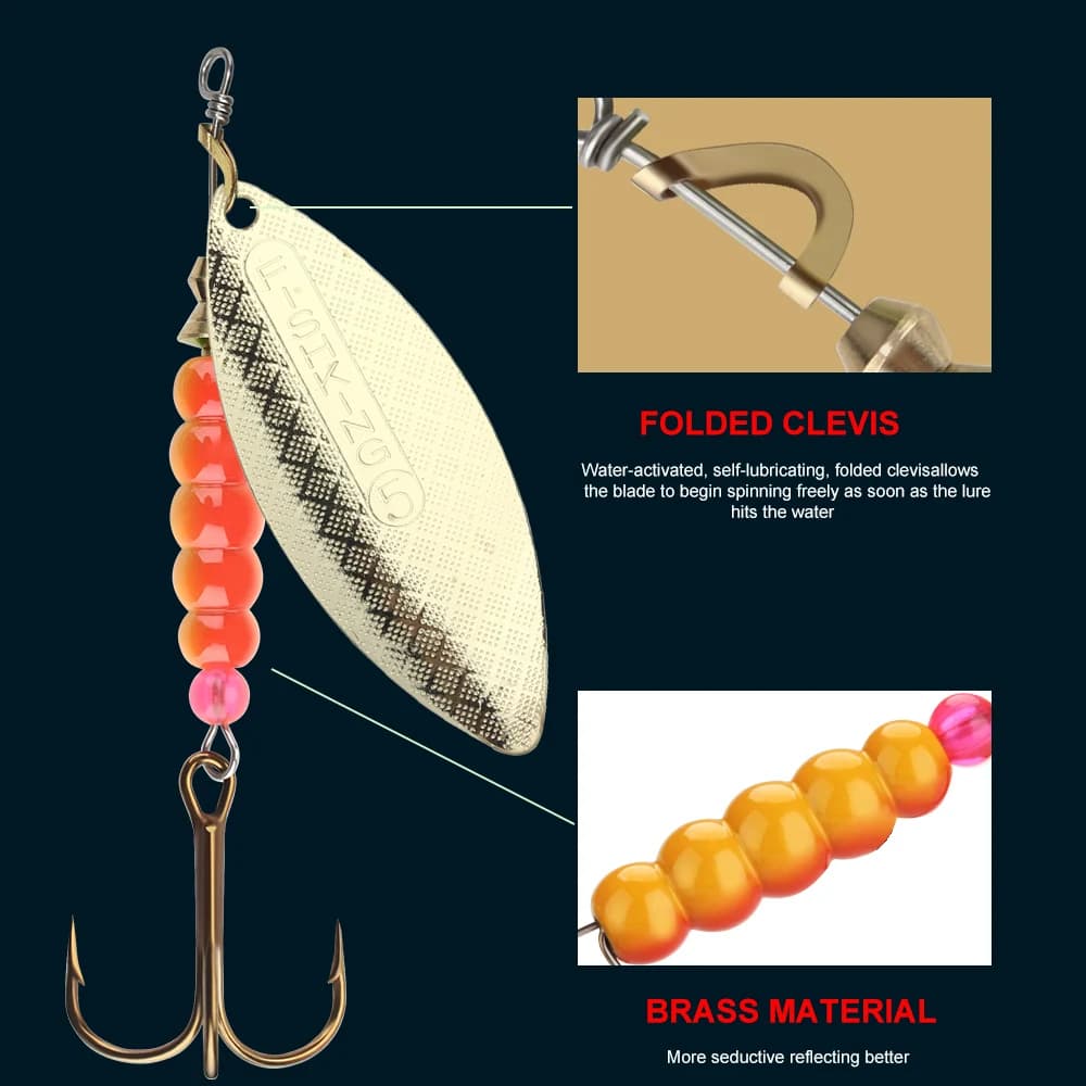 Leurre cuillère métal Fish King pour brochet et perche, leurre spinner avec hameçons - 4.5g à 27.1g