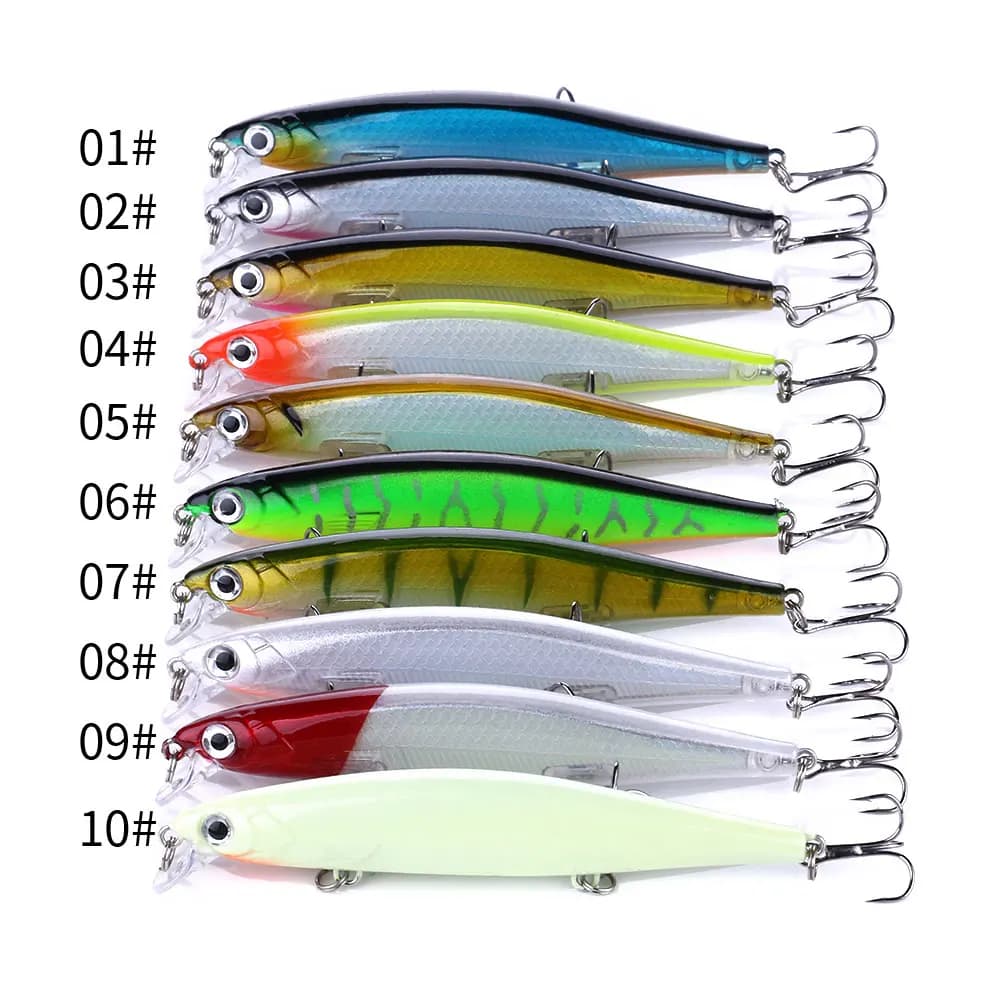 Leurre dur suspendu Wobbler Minnow 11cm 13g pour brochet sandre et perche, appât crankbait leurre de pêche