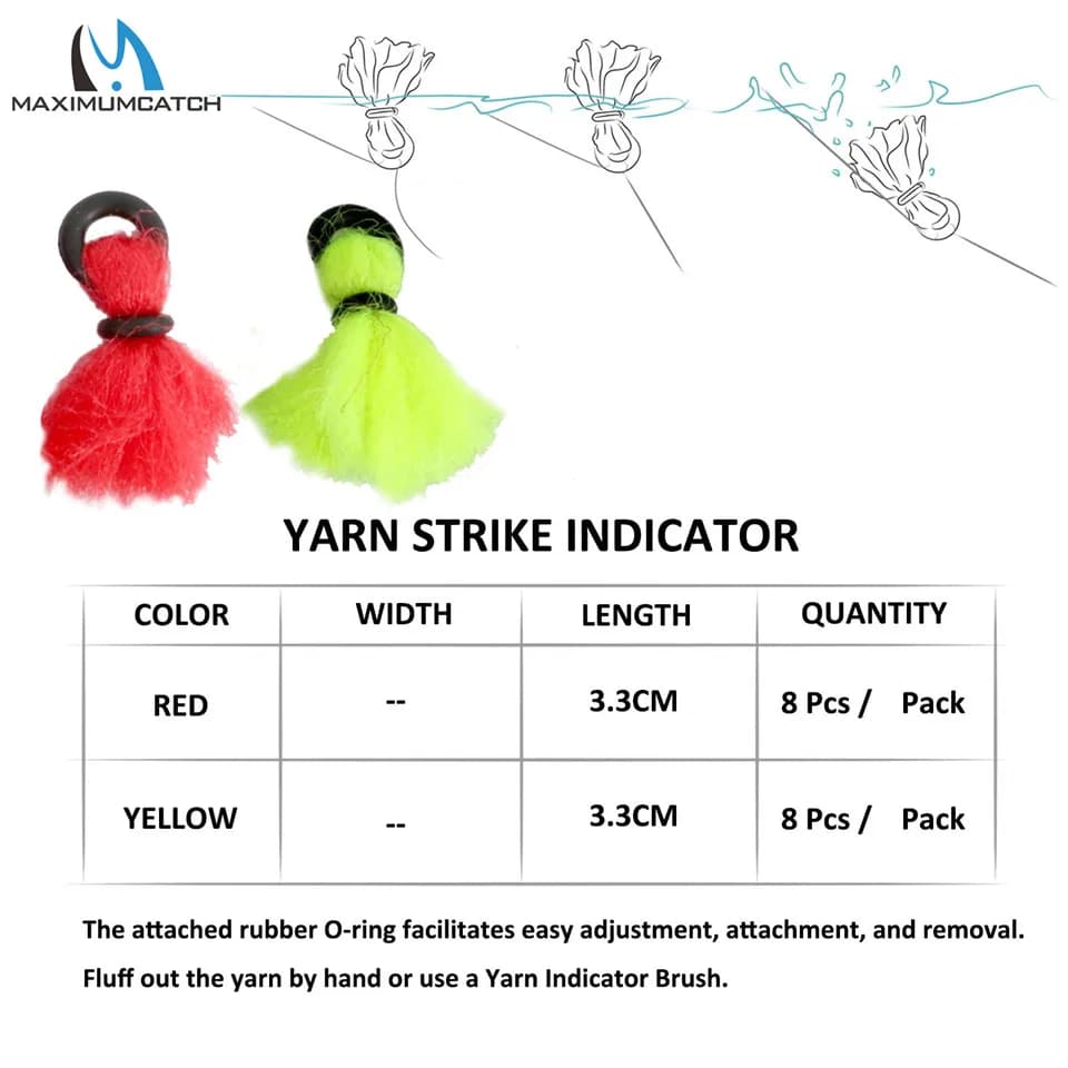 Indicateur de touche autocollant Maximumcatch pour pêche à la mouche, mousse et plastique adhésif
