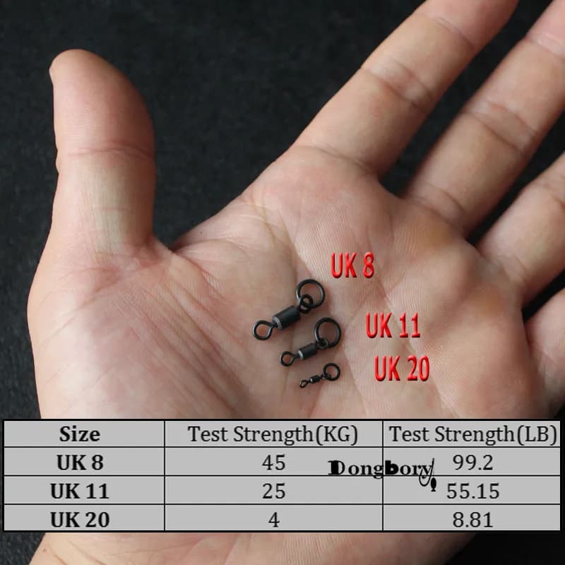 20 Émerillons Rapides Change UK pour Carp Fishing - Micro Ring Swivels Matt Black Accessoires Montages