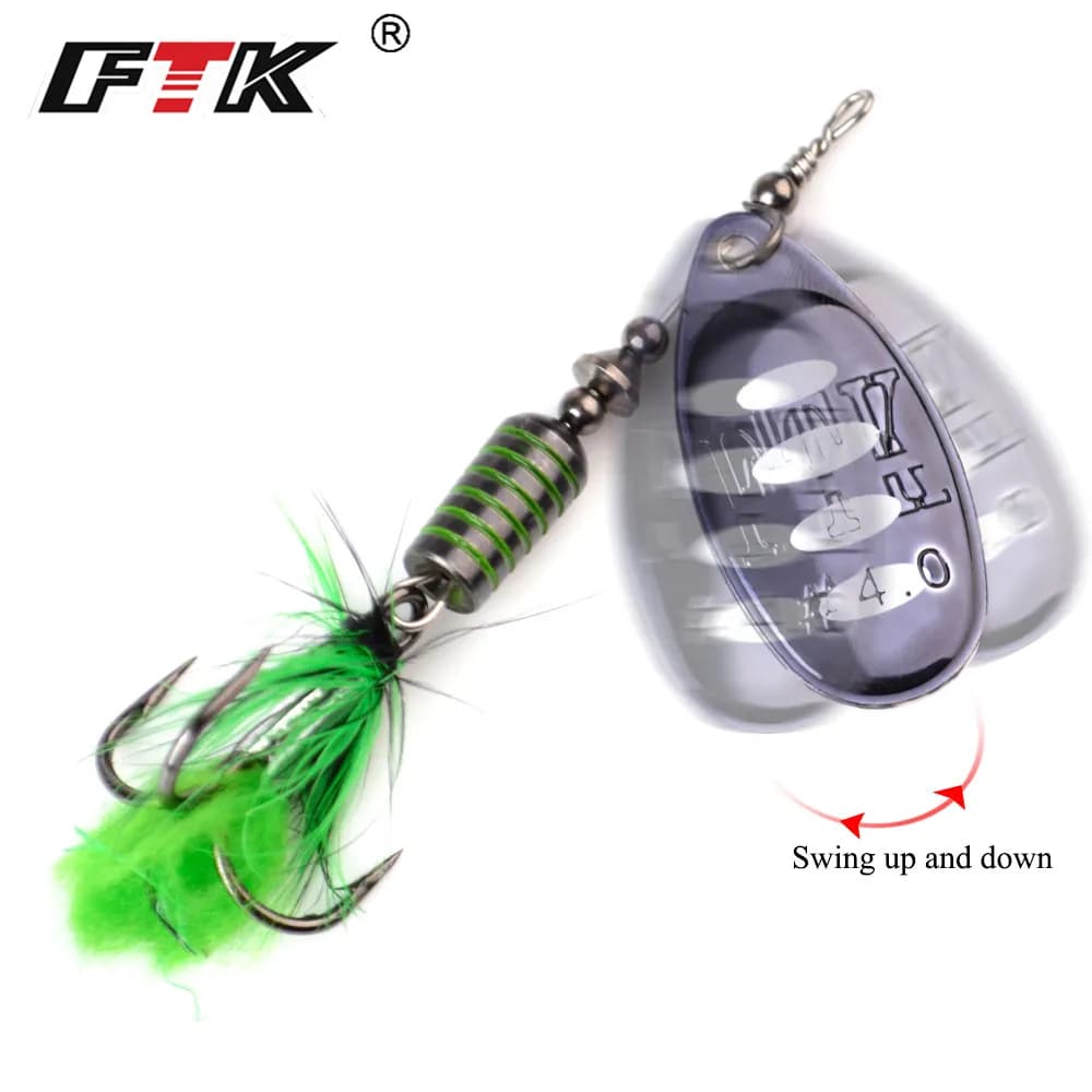 Spinner bait FTK 7.5g 12g 17.5g avec plumes - leurre métal pour brochet et black bass